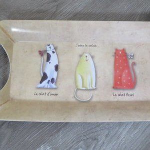 Melamine Tray Le chat fleuri, d'amour, la creme (K243)